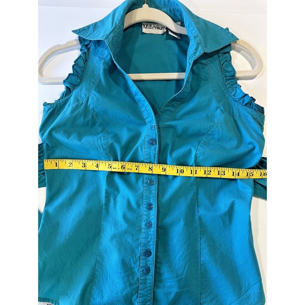 Millenium 100% Cotton Button Down Collar Ruffle D… - image 7